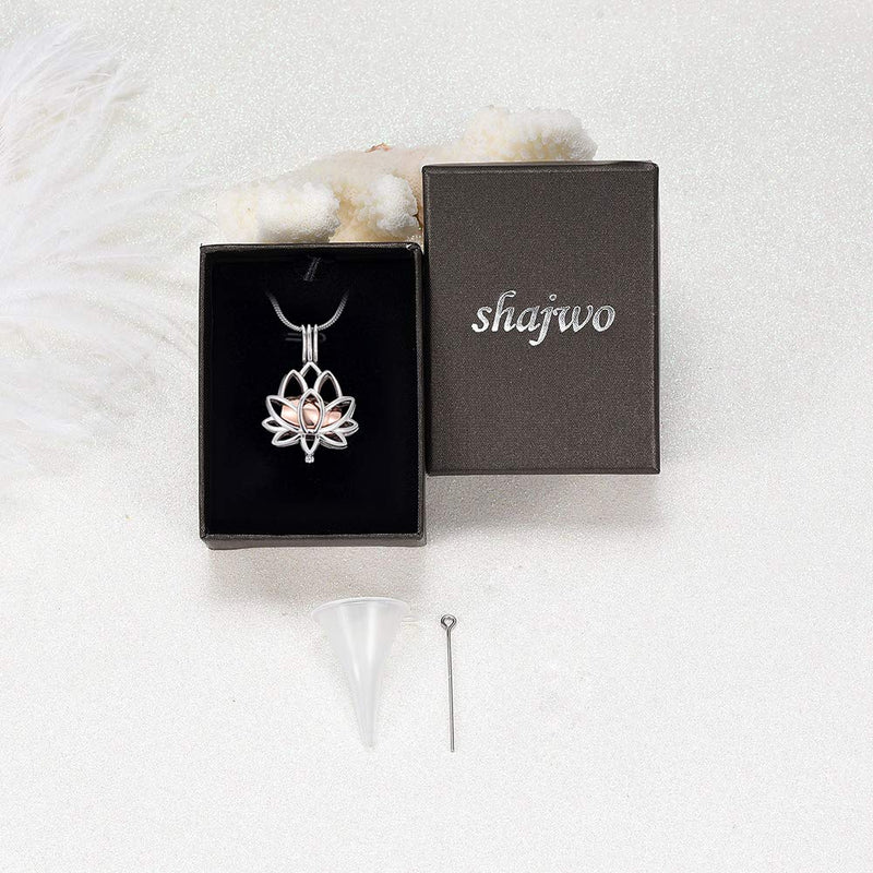 [Australia] - shajwo Cremation Jewelry Lotus Flower Urn Necklaces for Ashes for Women Men Crystals Drop Memorial Keepsake Locket Pendants Urn Jewelry for Human Ashes Holder Rose Gold Lotus 