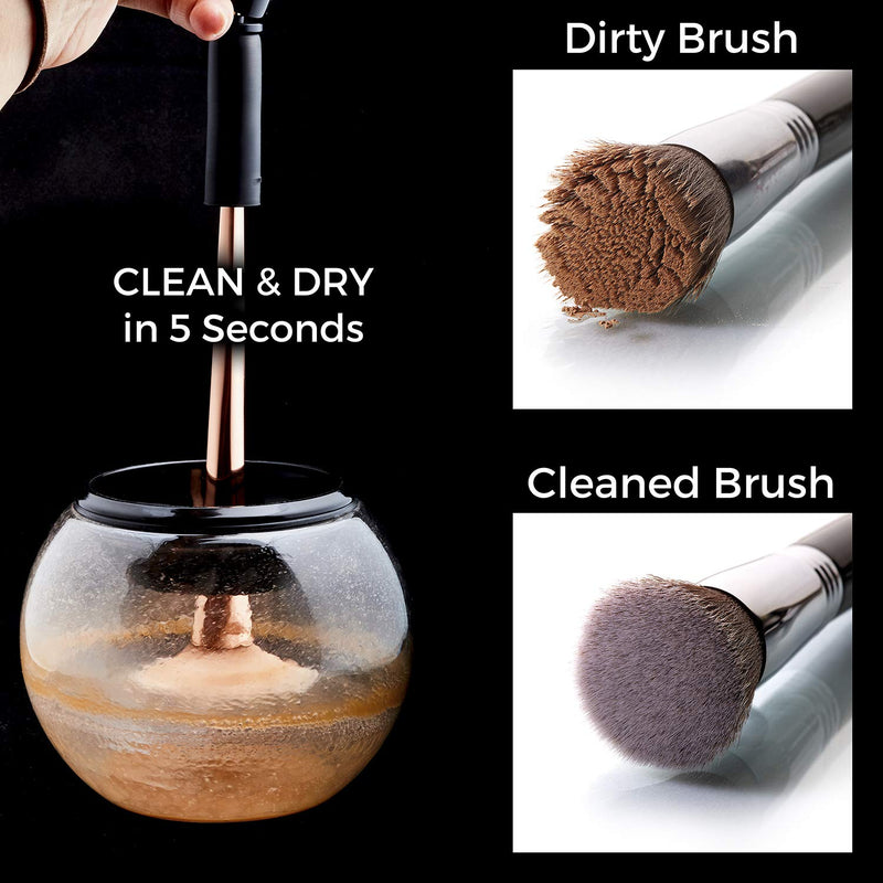 [Australia] - STYLPRO Electric Makeup Brush Cleaner and Dryer Machine with 8 Brush Collars, Brush Cleanser - Fast, Automatic Spinning Brush Cleaner with Heat-Resistant Bowl - Premium Makeup Brush Cleaning Kit 