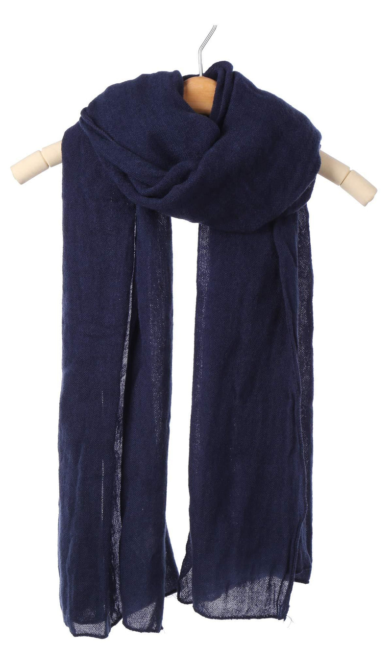 [Australia] - Jaweaver Classic Warm Soft Scarfs Women Men Large Long Pashmina Shawls and Wraps In Solid Color For Fall Winter Navy 