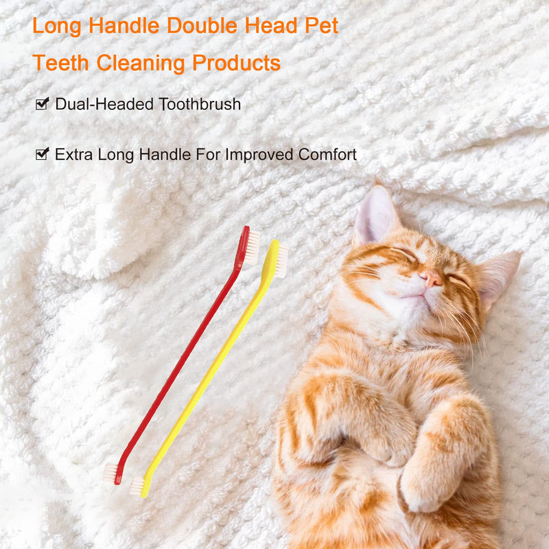 [Australia] - 10pcs Dog Toothbrush, DKDDSSS Long Handle Double Head Dog Toothbrushes, Cat Teeth Cleaning Toothbrush, for Pet Dogs Cats Puppy Dental Care Toothbrush 