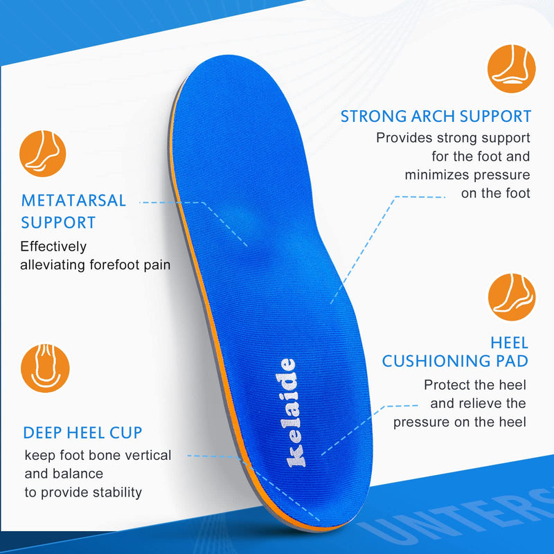 [Australia] - Kelaide Arch Support Insoles Relief Plantar Fasciitis, Comfort Orthotic Inserts for Flat Feet, Feet Pain, Pronation, Shoes Insoles for Men and Women Blue Mens(8-8.5)/Womens(10-10.5) 