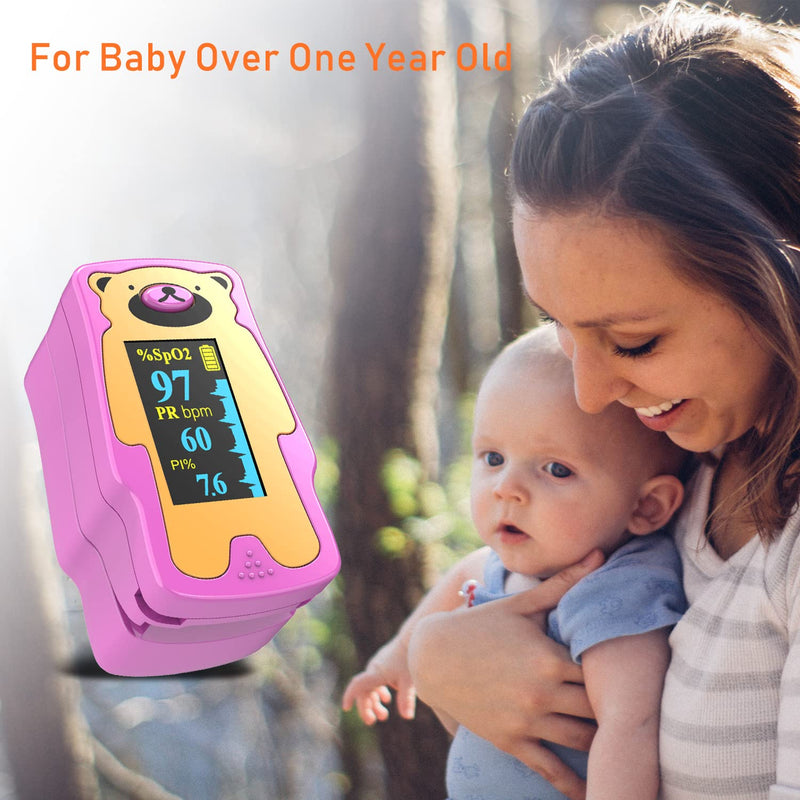 [Australia] - Finger Pulse oximeter fingertip for Children, Portable Blood Oxygen Saturation Monitor, (not for Newborn/Infant) (Pink) 