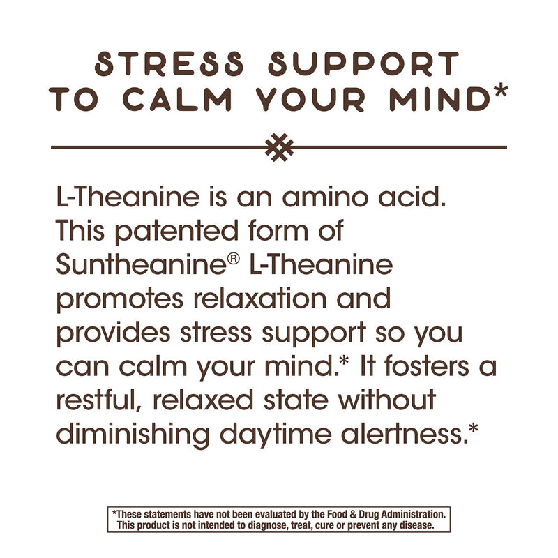 [Australia] - Nature's Way L-Theanine, Suntheanine Brand, Patented Amino Acid, 200 mg Potency, 180 Capsules 180 Count (Pack of 1) 