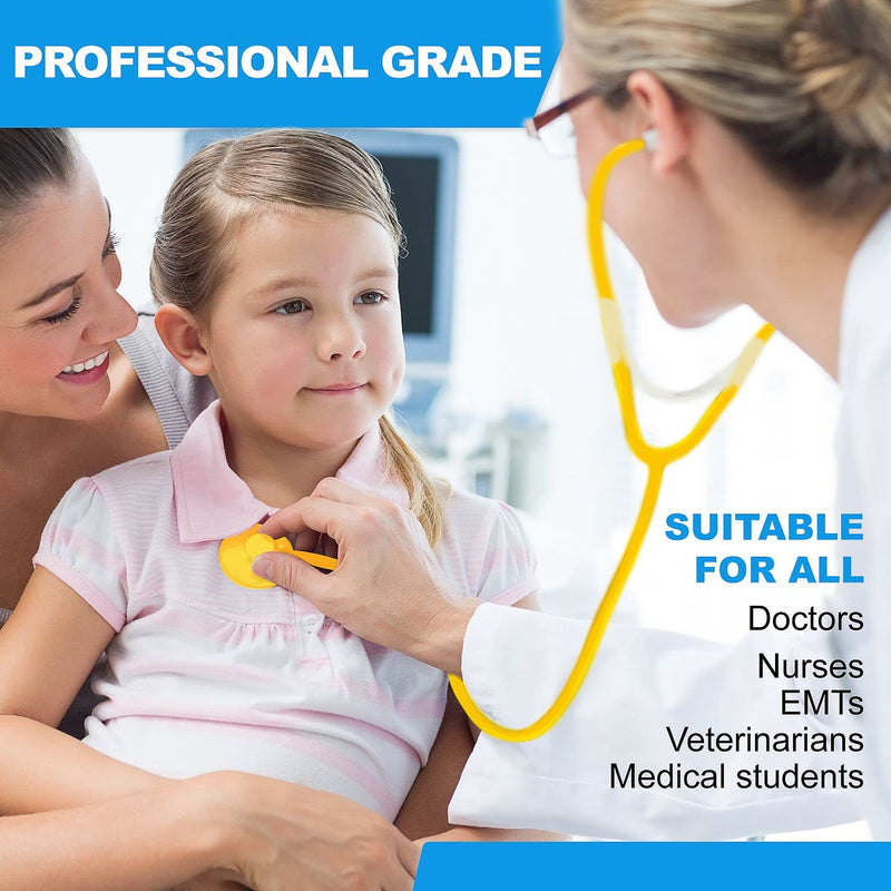 [Australia] - Primacare DS-9294 Pack of 10 Yellow Disposable Stethoscopes with Sound Sensitive Chestpiece and 22” PVC Tubing | Single Patient Use Ultra Lightweight Stethoscope for Home, Education, Doctors, Nurses 