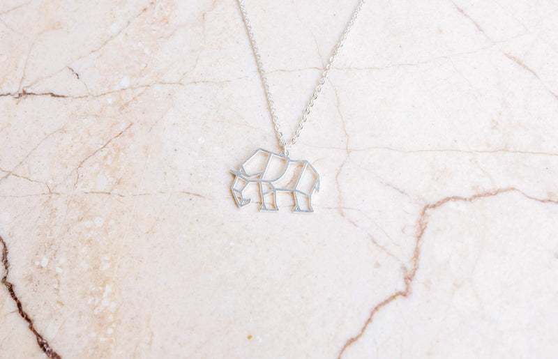 [Australia] - La Menagerie Elephant Silver Origami Jewelry & Silver Geometric Necklace – 925 Sterling Plated Silver Necklace & Elephant Necklaces for Women – Elephant Necklace for Girls & Necklace 