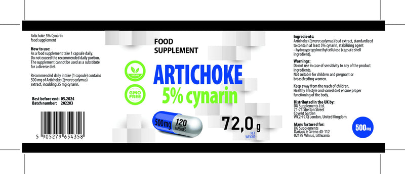 [Australia] - Hepatica Artichoke Extract 500mg 120 Vegan Capsules, 5% Cynarin, 3rd Party lab Tested, High Strength Supplement, Gluten and GMO Free 