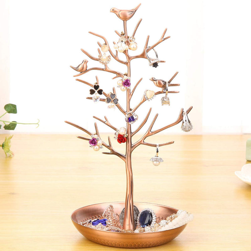 [Australia] - WELL-STRONG Jewelry Organizer Stand Earring Ring Holder Necklace Bird Decoration Jewelry Tower Tree Bronze 