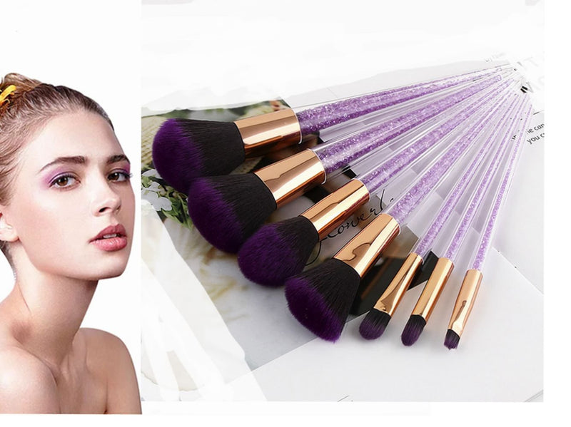 [Australia] - Makeup Brushes 7pcs Crystal Makeup Brush Set Premium Synthetic Artificial Fibres Foundation Brush Blending Face Powder Blush Concealers Eye Shadows Make Up Brushes Kit 