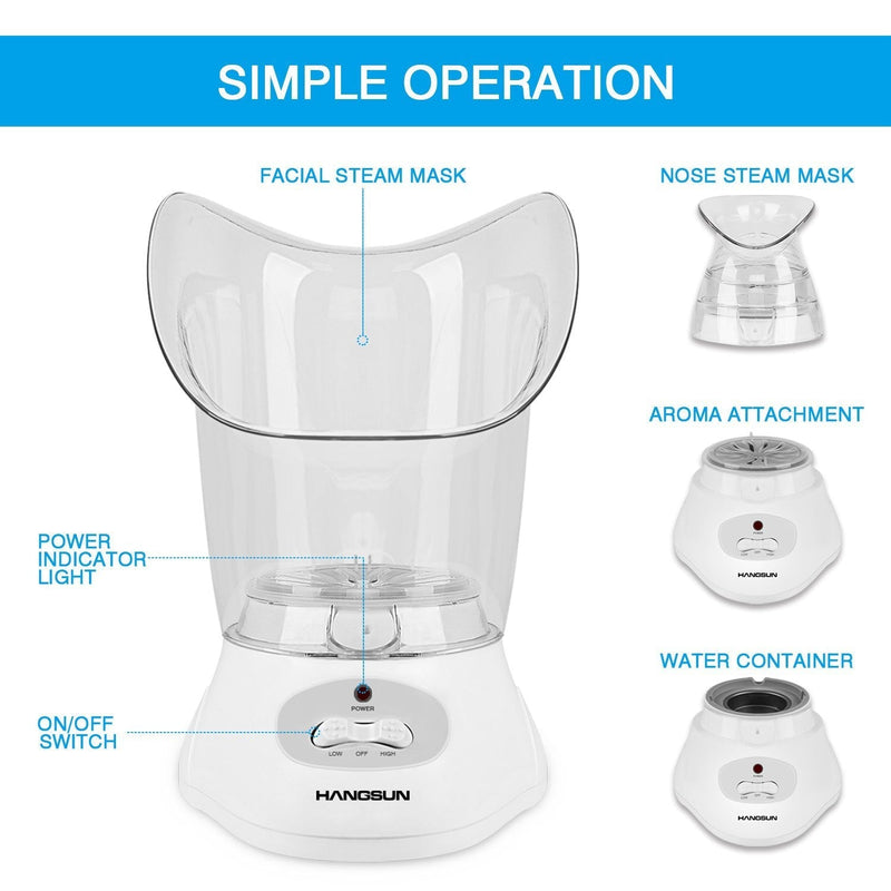 [Australia] - Hangsun Facial Steamer FS80 Face Steamer Professional Facial Mist and Sauna Inhaler Spa For Acne Treatment (with Aromatherapy Diffuser) 