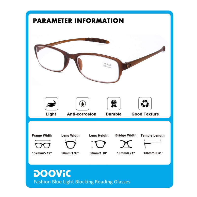 [Australia] - DOOViC 4 Pack Computer Reading Glasses Blue Light Blocking Anti Eyestrain Flexible Lightweight Readers for Women Men 1.75 Strength 4 Colors 1.75 x 