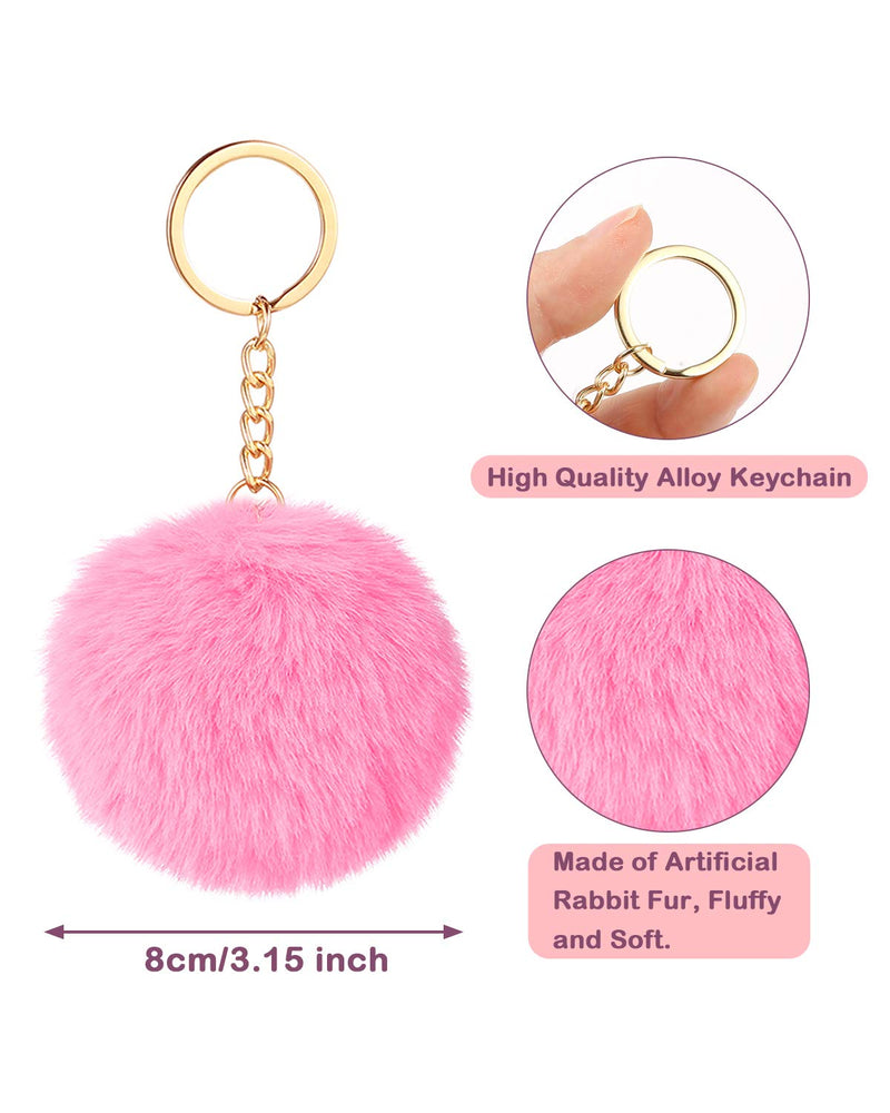 [Australia] - Auihiay 40 Pieces Pom Poms Keychains Fluffy Balls Pompoms Key Chain Faux Rabbit Fur Pompoms Keyring for Girls Women Hats Bags Knitting Accessories 