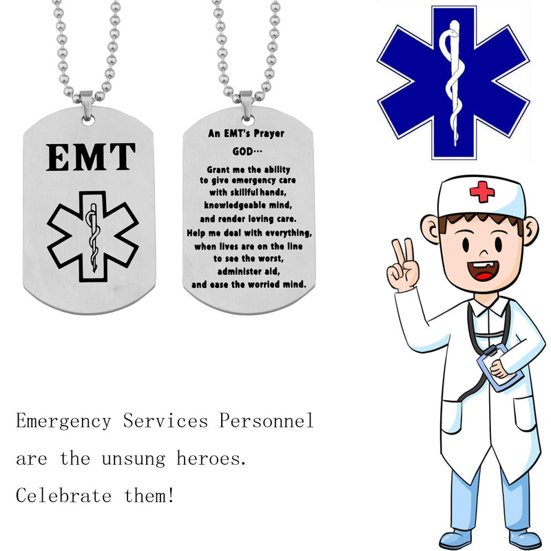 [Australia] - BNQL EMT Prayer Necklace Keychain Paramedic or EMT Steel Jewelry Gift 