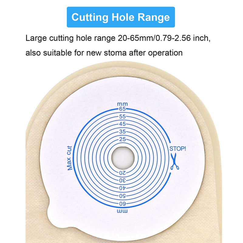[Australia] - 20PCS One Piece Ostomy Bag, Drainable Pouches Colostomy Bag Stoma Bags Incontinence Bags for Ileostomy Care Supplies, Cut to Fit 20-65MM 