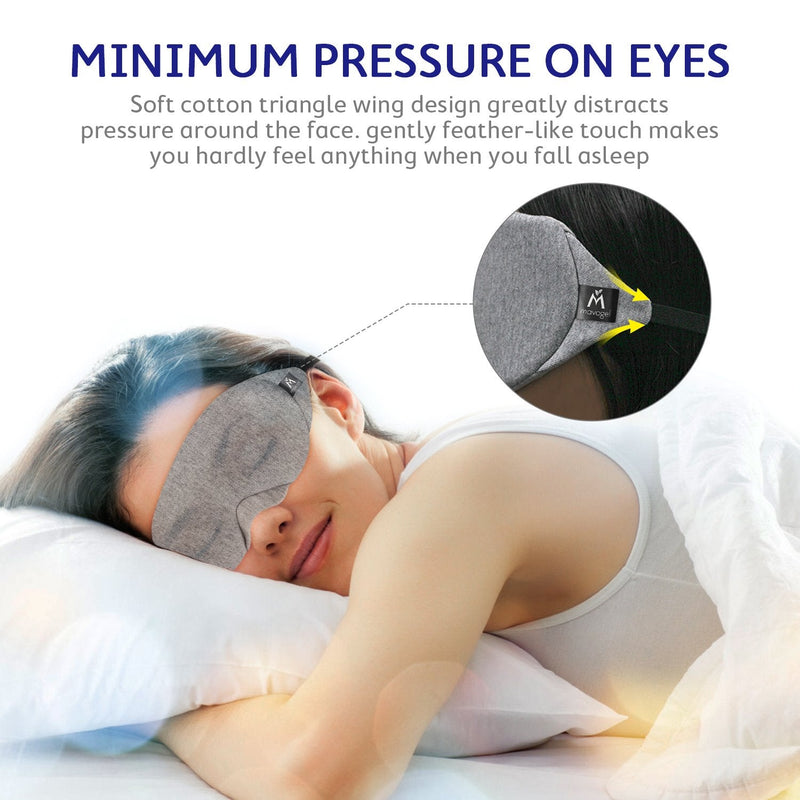 [Australia] - Mavogel Cotton Sleep Eye Mask - Updated Design Light Blocking Sleep Mask, Soft and Comfortable Night Eye Mask for Men Women, Eye Blinder for Travel/Sleeping/Shift Work, Includes Travel Pouch, Grey 