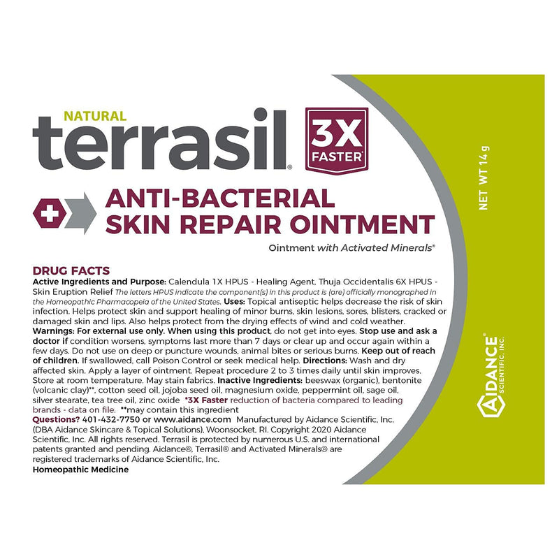 [Australia] - Antibacterial Skin Repair, 3X Faster Natural Ingredients for Treatment of Fissures Folliculitis Angular Cheilitis Impetigo Chilblains Lichen Sclerosus Cellulitis by Terrasil (14 Gram) 