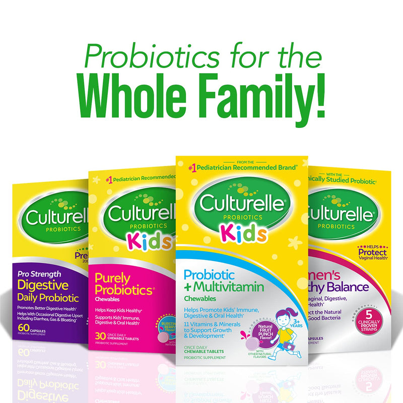 [Australia] - Culturelle Kids Probiotic Plus Complete Multivitamin Chewable, Promotes Immune, Digestive & Oral Health, With 11 Vitamins & Minerals including Vitamins C, D & Zinc, Fruit Punch Flavor, 30 Count 