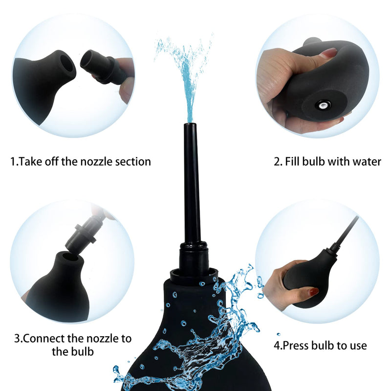 [Australia] - JZCXword Enema Bulb Kit Douche Cleaner for Men Women 9.3oz Enama Bulb 19.7in Long Silicone Hose for Colon Detox Cleanse Enemas black 