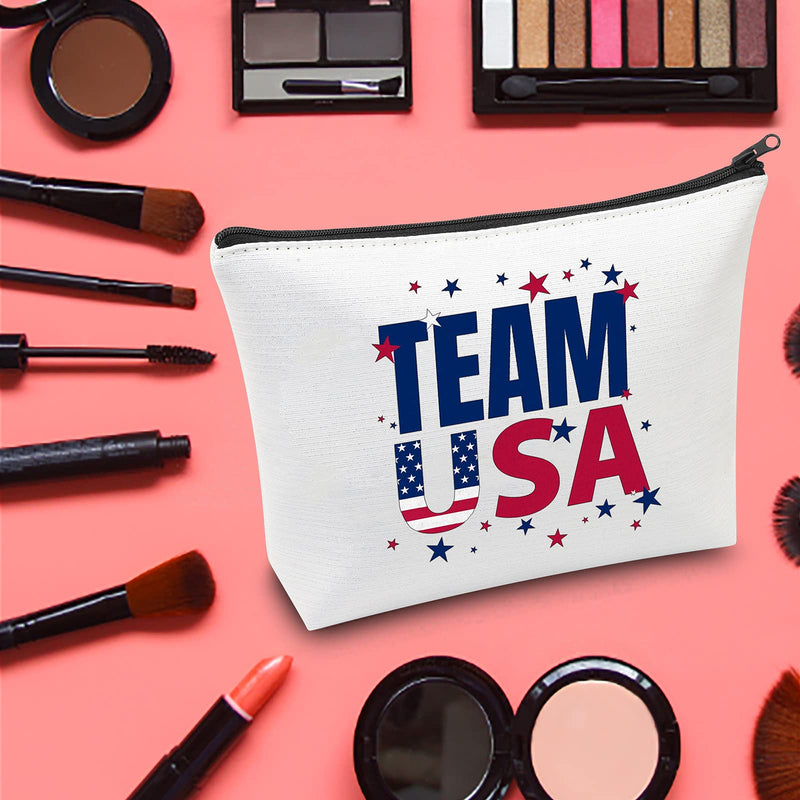 [Australia] - LEVLO Summer Olympics Games Cosmetic Make up Bag Olympics Games America Inspired Gift Team USA 2021 Makeup Zipper Pouch Bag For Women Girls, Team USA, 