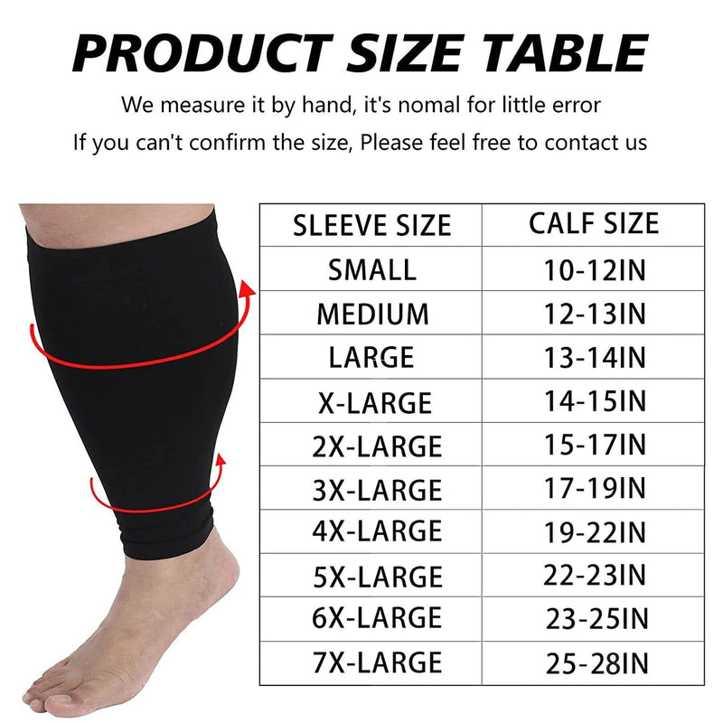 [Australia] - Plus Size Compression Sleeves for Calves Women Wide Calf Compression Legs Sleeves Men 7XL, Relieve Varicose Veins, Edema, Swelling, Soreness, Shin splints, for Work, Travel, Sports and Daily Wear Black XXXXXXX-Large 