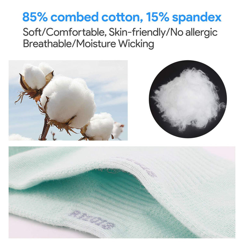 [Australia] - YMWALK Women Socks Comfortable Cotton Casual Socks Low Cut Ankle Socks Breathable Liner Short Crew Socks for Running Walking Fitness Outdoor Sports 02-white 