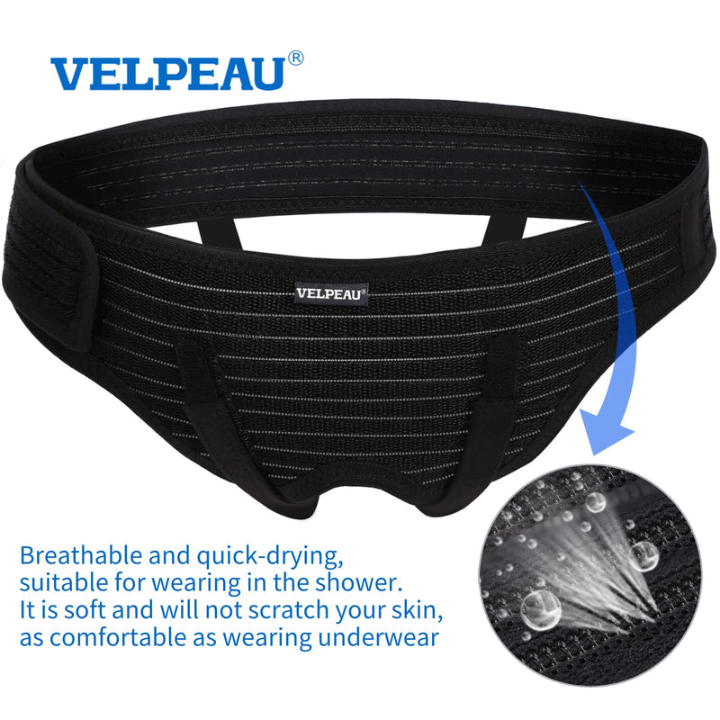 [Australia] - VELPEAU Hernia Belt Truss for Men and Women - Hernia Support Brace for Single/Double Inguinal or Sports Hernia, 2 Removable Compression Pads & Adjustable Groin Straps (Large, Hip Circumference 41-46") Large 