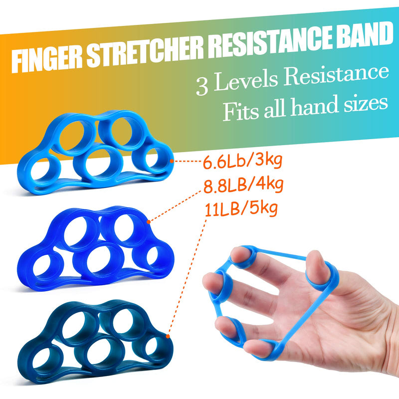 [Australia] - IMENSEAS Hand Grip Strengthener 7 Pack Adjustable Hand Gripper, Finger Stretcher Resistance Extensor Bands, Finger Exerciser, Grip Strength Ring & Stress Relief Ball for Athletes & Musicians Navy 