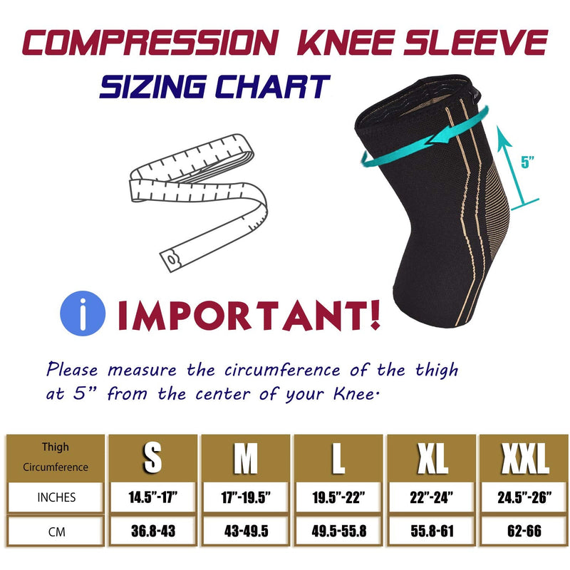 [Australia] - Thx4COPPER Sports Compression Knee Brace for Joint Pain and Arthritis Relief, Improved Circulation Support for Running, Jogging, Workout, Gym-Best Knee Sleeve Style Two Large (Pack of 1) 