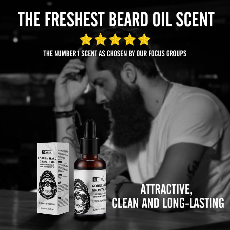[Australia] - uLab Gorilla Beard Oil for Hair Growth, Mens Natural Daily Hair Growth Oil Formula for Beards and Facial Hair, 30ml 