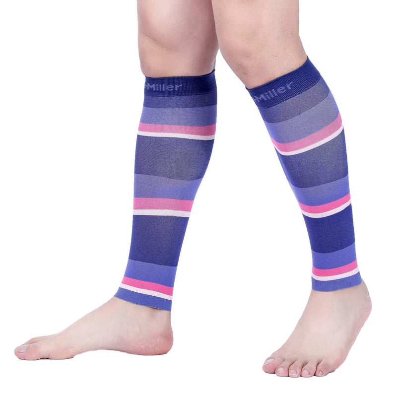 [Australia] - Doc Miller Calf Compression Sleeve Men and Women 20-30 mmHg, Shin Splint Compression Sleeve, Medical Grade Socks for Varicose Veins and Maternity 1 Pair X-Large Purple Pink Peach Calf Sleeve BlackPurplePinkPeach 