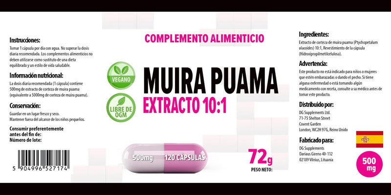 [Australia] - Hepatica Muira Puama Bark Extract 5000mg Equivalent (500mg of 10:1 Extract) 120 Vegan Capsules, 3rd Party lab Tested, High Strength Supplement, Gluten and GMO Free 