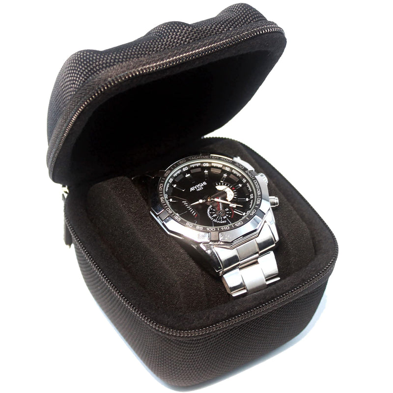 [Australia] - Single Watch Travel case, Hard Portable Watch Holder and Organizer with Custom Pillow fit up to 55mm face Watch (no Watch Inside)) 