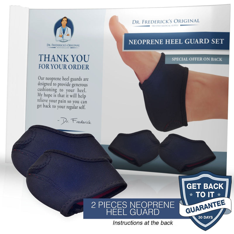 [Australia] - Dr. Frederick’s Original Neoprene Heel Guard Set - 2 Pieces - Heel Protectors - Relieve Heel Pain from Plantar Fasciitis - Heel Spur - Cracked Heels - W7.5 - 10 | M6 - 8 