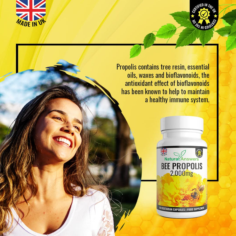 [Australia] - 90 Capsules Pure Bee Propolis 2000mg - 1000mg Per Capsule, 2000mg per Serving, 100% Suitable for Vegetarians 