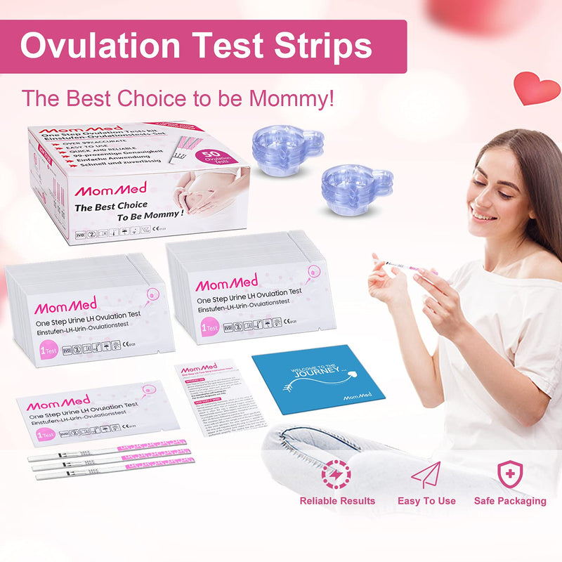 [Australia] - MOMMED Ovulation Test Strips, 50 LH Ovulation Kit + 50 Collection Cups, Accurately Track Ovulation Test, High Sensitivity Ovulation Tests 50 Count (Pack of 1) 