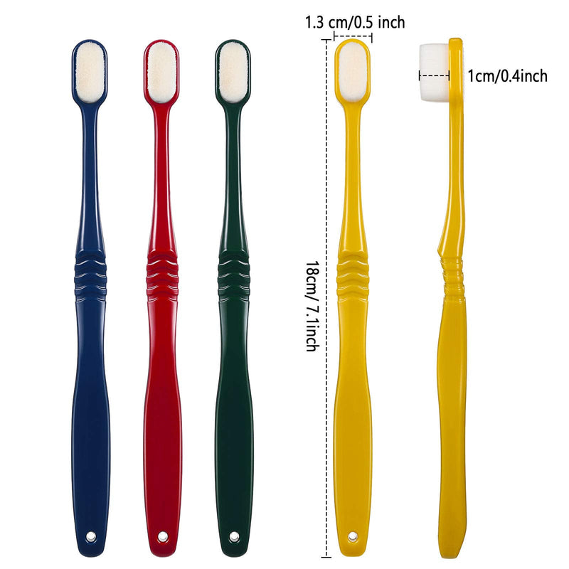 [Australia] - 4 Pieces Soft Micro-Nano Manual Toothbrush Extra Soft Bristles Toothbrush with 20,000 Bristles for Fragile Gums Adult Kid Children (Blue and Pink Smooth) (Red, Dark Green, Yellow, Dark Blue) Red, Dark Green, Yellow, Dark Blue 