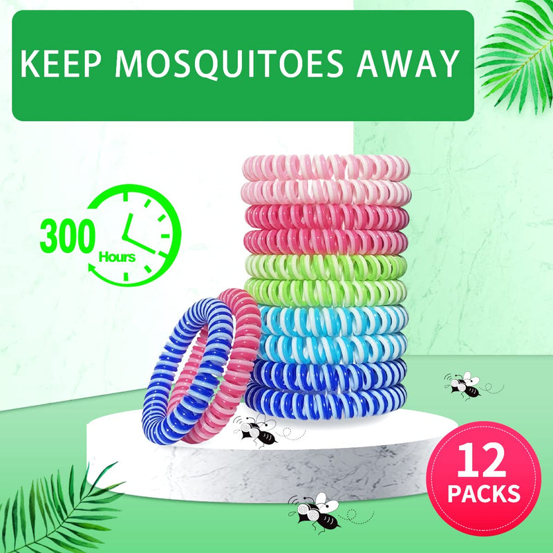 [Australia] - Mosquito Repellent Bracelet 12 Pack, PandyCare Insect, Midge & Mosquito Bands Wristbands for Adults, Kids & Baby - 2 Coils in 1, Waterproof, 100% Natural Plant Essential Oil, Deet Free with 300 Hours 