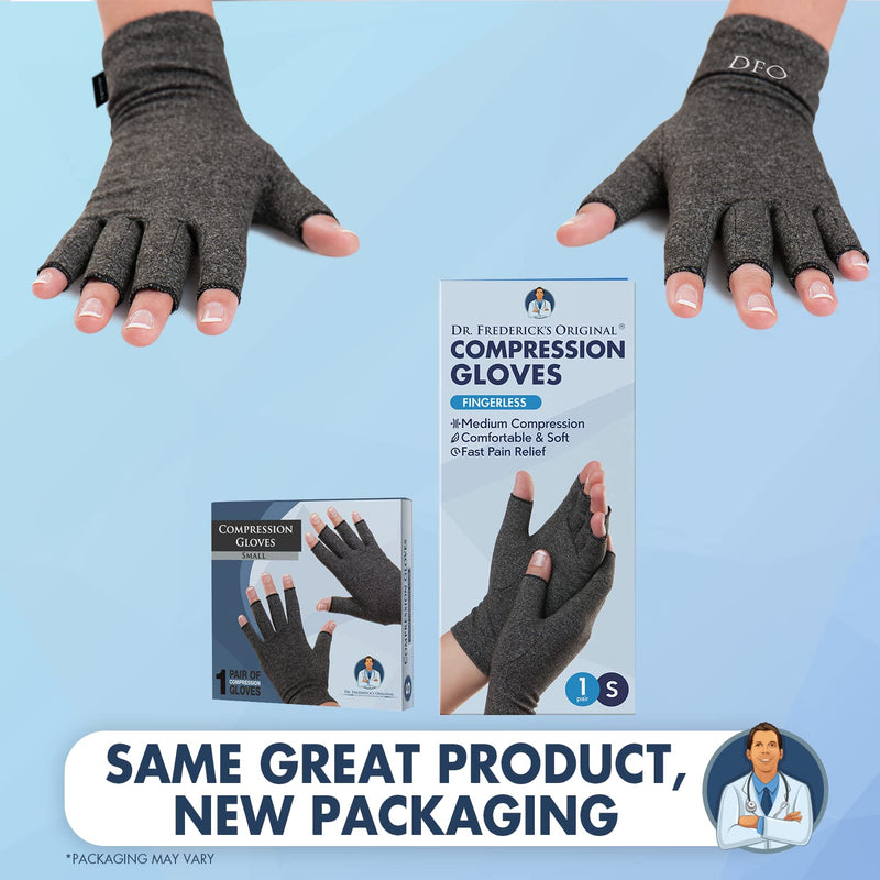[Australia] - Dr. Frederick's Original Arthritis Gloves for Women & Men - Compression Gloves for Arthritis Pain Relief - Small Gray Small (1 Pair) 