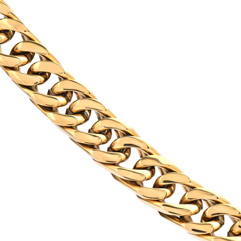 [Australia] - BUNSIKUNG Jewelry Men's 14K Gold Plated 316L Stainless Steel Link Chain Miami Cuban Bracelet 8.6 Inches 