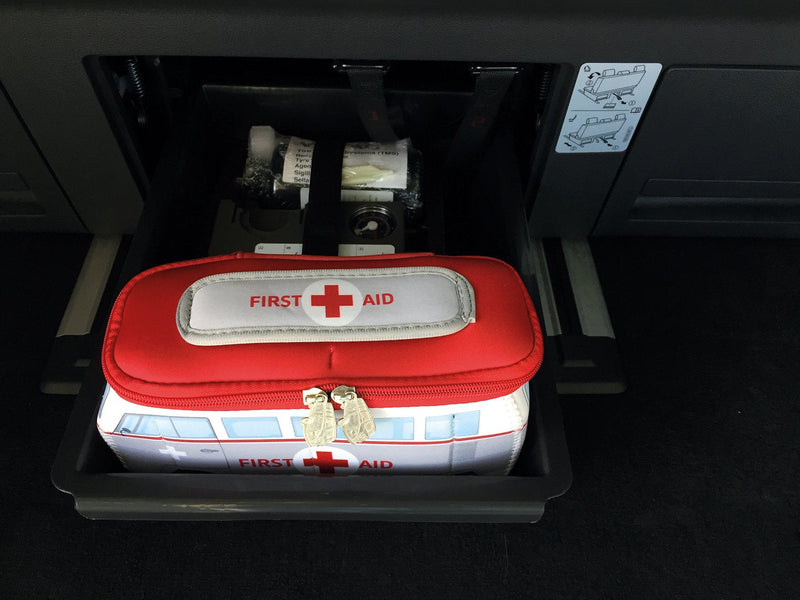 [Australia] - Brisa VW Collection - Volkswagen Hippie Bus T1 Camper Van 3D Neoprene Small Universal Bag - First Aid/incl. Emergency First Aid Kit (Neoprene/DIN 13164) 