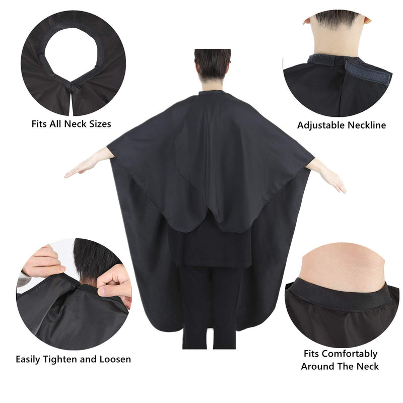 [Australia] - YELEGAI Professional Barber Cape,Lightweight Breathable Polyester Hair Cutting Cape,Haircut Cape with Adjustable Neckline, Salon cape for Cutting,hairdressing,Makeup and More,56x63 inches(Black) Black 