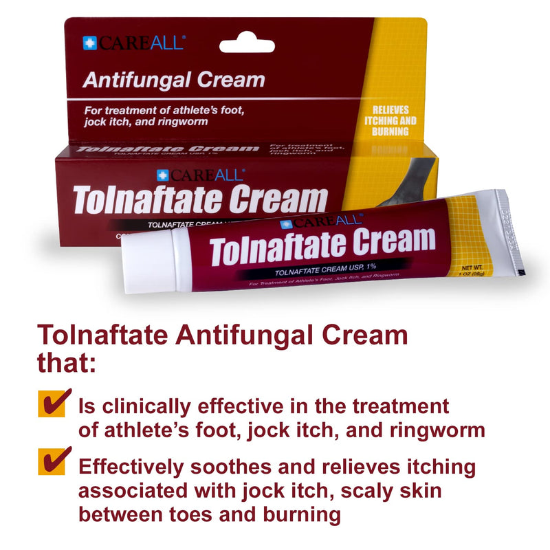 [Australia] - (4 Pack) CareALL® 1.0 oz. Antifungal Tolnaftate Cream USP 1%, Compare to Tinactin, Athlete’s Foot Cream 1 Ounce (Pack of 4) 