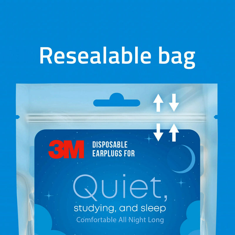 [Australia] - 3M Disposable Earplugs, Hearing Protection for Quiet & Sleep, Light Blue, 32 NRR, 80 pairs in a resealable bag 