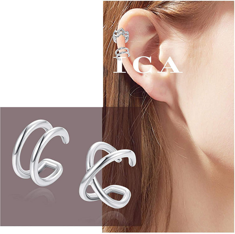 [Australia] - Milacolato 20Pcs Ear Cuff Earrings For Women Minimalist Cuff Earrings Non Piercing Clip Fake Lip Cartilage Helix Jewelry Set Silver Tone 