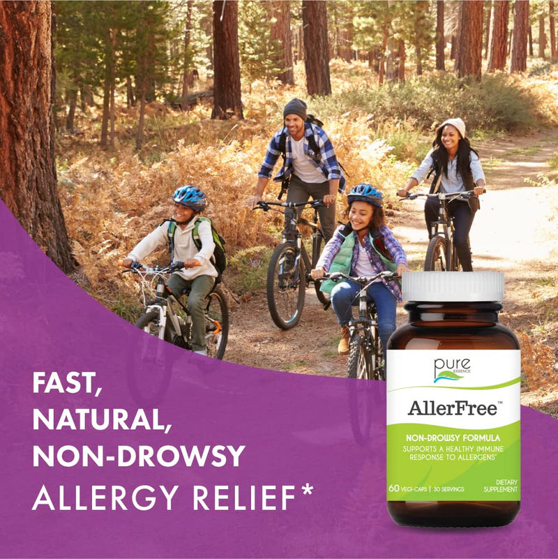 [Australia] - AllerFree Natural Allergy Support Supplement by Pure Essence Labs - Non Drowsy Pills for Sinus and Nasal Health Seasonal Allergies with Enzymes and Herbs - 60 Capsules 