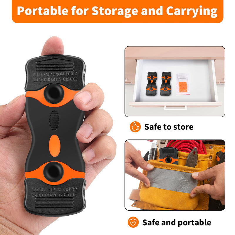 [Australia] - Razor Blade Scraper Tool, 2Pcs Razor Scrapers with Extra 20Pcs Metal & 20Pcs Plastic Blades, Sticker Remover Cleaning Scraper for Removing Paint, Decals, Adhesive, Tar, Labels, Glue, Caulk, Gasket 