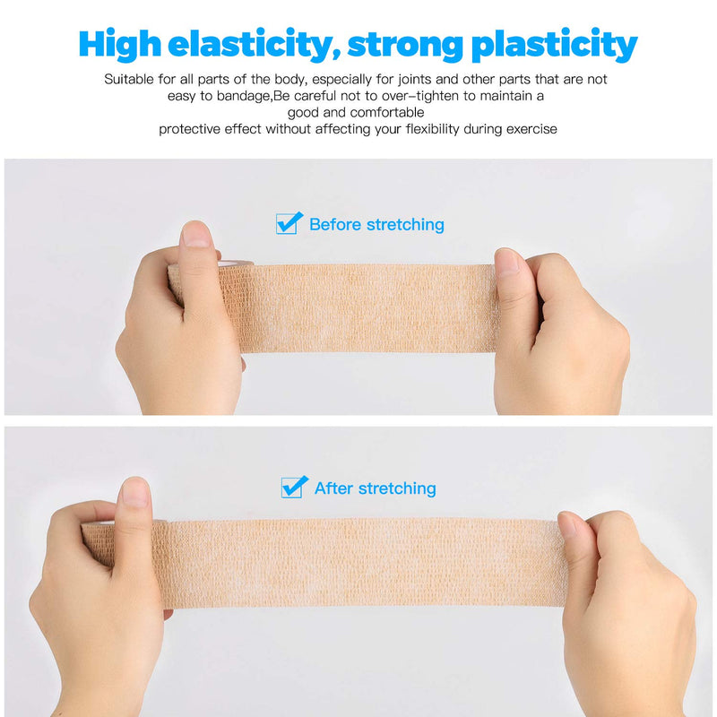 [Australia] - Bandage Wrap Self Adhesive Bandage Wrap Breathable Cohesive Bandage Wrap Rolls Athletic Elastic Self Adherent Wrap for Sports Injury ,Wrist, Ankle Sprains (Beige, 3 Inch (Pack of 8)) Beige 3 Inch (Pack of 8) 