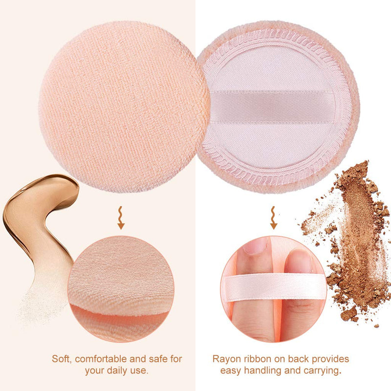 [Australia] - 5x Powder Puff, Applicator Cotton Round Makeup Powder Sponge, Air Cushion Puff with Ribbon, Face Powder Puffs for Loose and Foundation,3.15 inch (Orange) Orange 