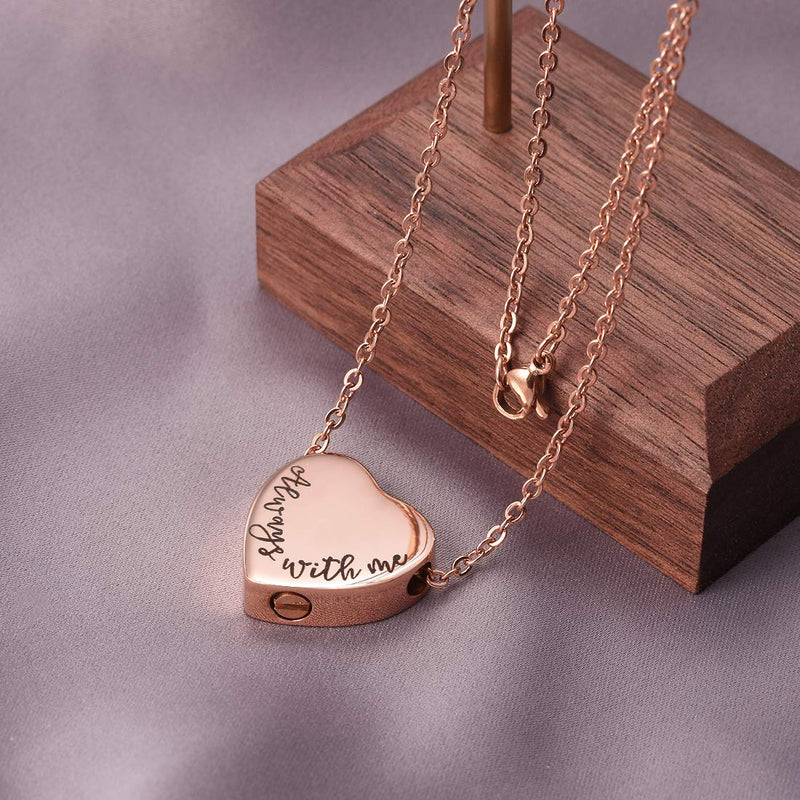 [Australia] - Cat Eye Jewels Stainless Steel A Piece of mMy Heart has Wings Heart Pendant Cremation Keepsake Ash Holder Memorial Urn Necklace for Ashes with Funnel Kit Rose Gold & Black Multi 