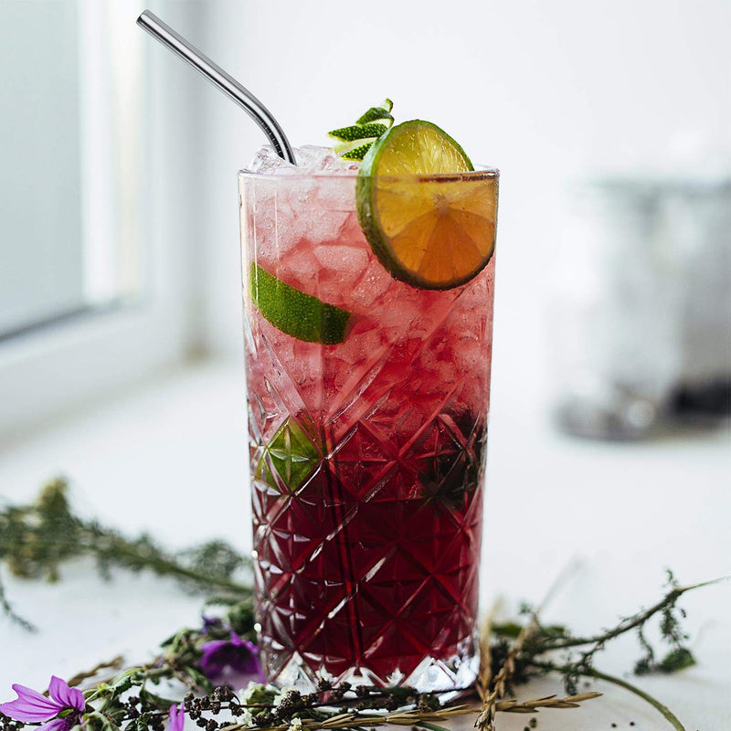 [Australia] - Vinsani 8.5" Silver Stainless Steel Drinking Straws, Reusable Metal Drinking Straws Set of 8 with 2 Cleaning Brush for Smoothie, Milkshake, Cocktail and Hot Drinks 
