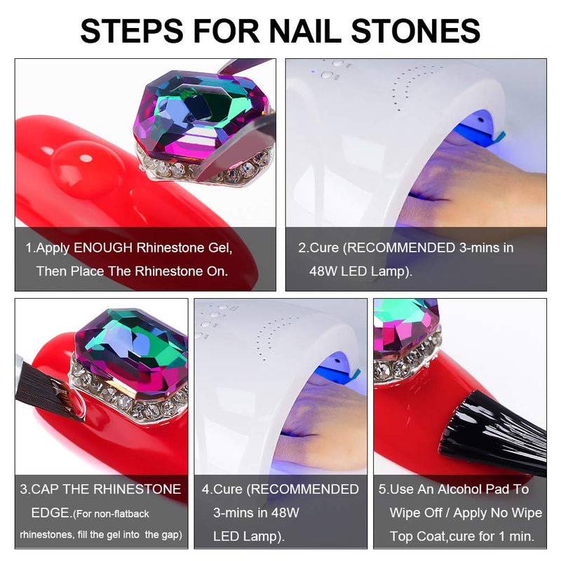 [Australia] - Nail Art 8ml WIPE-OFF Rhinestone Glue Gel Adhesive/2pcs for Gem Stones Jewelry Diamond Beads (LED Lamp Cure Needed) + LED Glue Brush Tools/3pcs + Sweezer/1pcs 